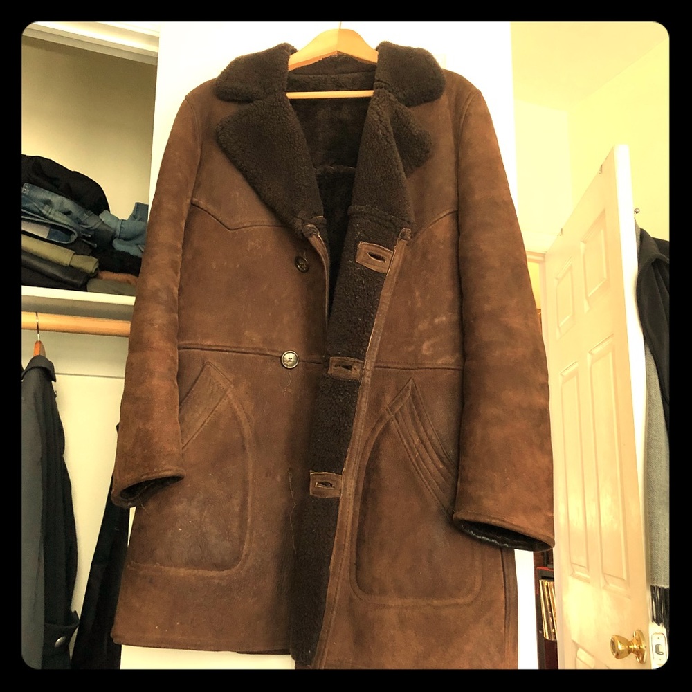 Vintage Suede Long Fur Coat Made in France.